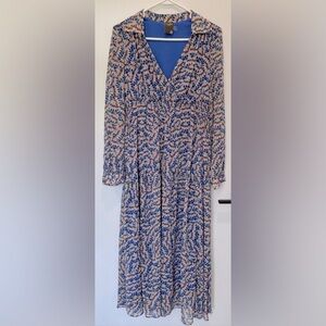 Taylor Serena Dress size 4 long sleeve maxi midi floral abstract print